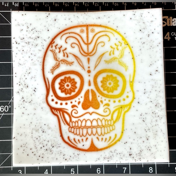 Studio Art Glass Hand Blown Sugar Skull Day of the Dead Hand Blown Glass Dish - Picture 9 of 10